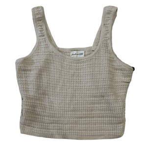 Freshman 1996 Beige Cropped Knit Tank XL – Textured Stitch